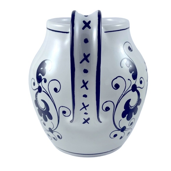 Peasant Village Ceramic Black & White Rooster Pitcher & Plate Set Made in Italy - Picture 6 of 11